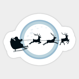 Santa sleigh silhouette in front Sticker